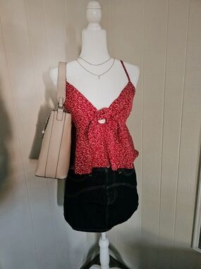 SHEIN Red Floral Tie-Front Cami